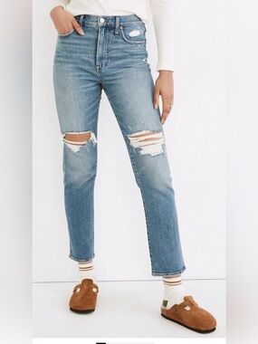 NEW MADEWELL DENMAN WASH THE PERFECT VINTAGE MOM JEANS NC328 DISTRESSED SIZE 28